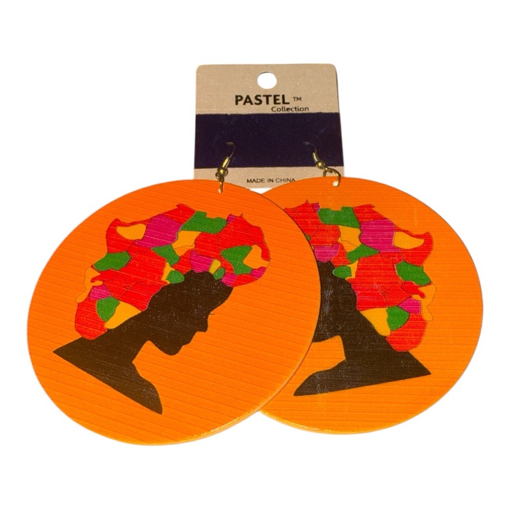 Brandnew Hand Painted Afro Earrings 🍊